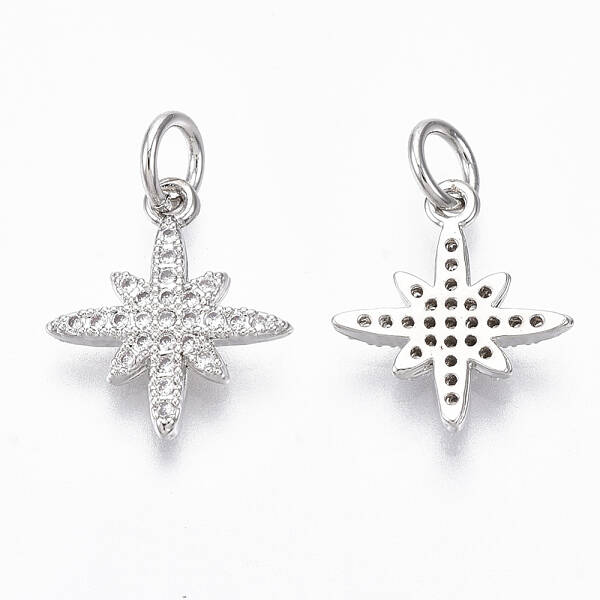 Brass Micro Pave Clear Cubic Zirconia Charms