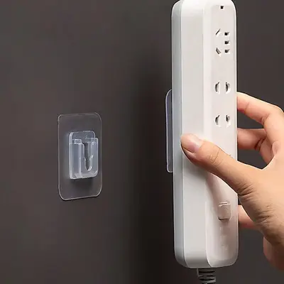 Wall Mounted Hook, 1 Pair Self-adhesive Power Strip Holder, Multifunctional Storage Organizer for Home, Dorm Essentials, Hous...