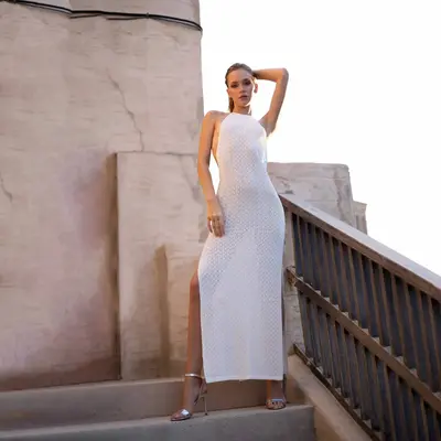 Mahina Long Dress | Size: S | Color: White