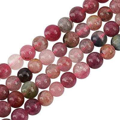 2 Strands Natural Tourmaline Round Beads Strands
