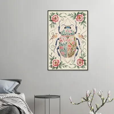 Botanical Beetle Framed Print - A Gift of Nature's Artistry