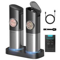 Ultrean Electric Salt & Pepper Grinder Sets, 2pcs Rechargeable, Adjustable, Modern Stainless Steel Construction, Seasoning Au...
