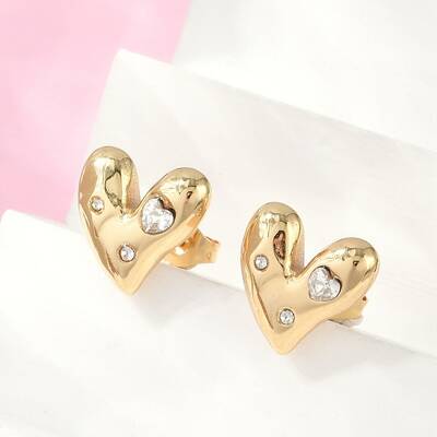 304 Stainless Steel Rhinestone Stud Earrings
