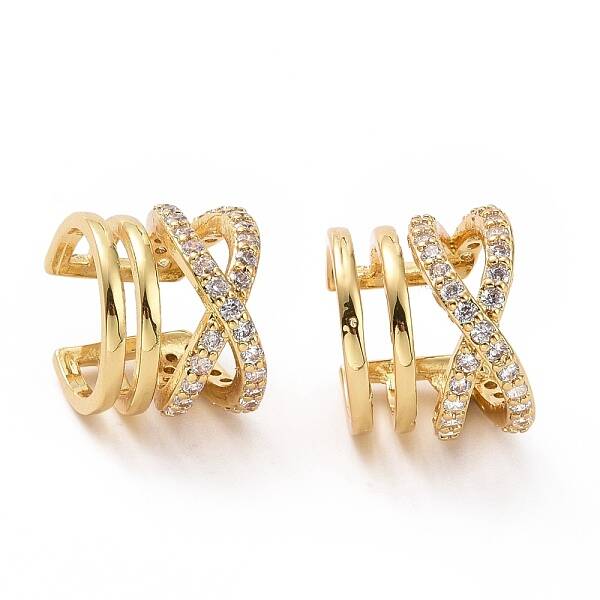 Clear Cubic Zirconia Criss Cross Open Cuff Earrings
