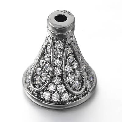 Brass Micro Pave Cubic Zirconia Bead Cones