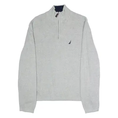 NAUTICA Mens Jumper Grey 1/4 Zip Tight Knit M