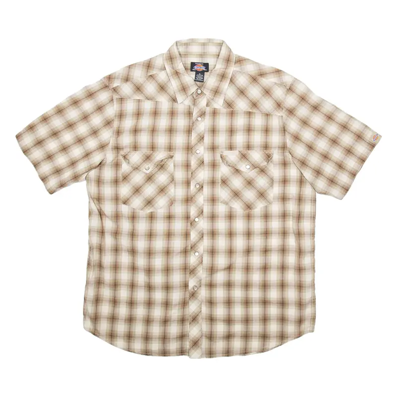 DICKIES Mens Shirt Brown Check XL