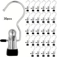 Stainless Steel Pant Hanger Hook, 30pcs 360° Rotatable Clothes Hanger Clip, Multifunctional Storage Hanger for Jeans & Cloth...