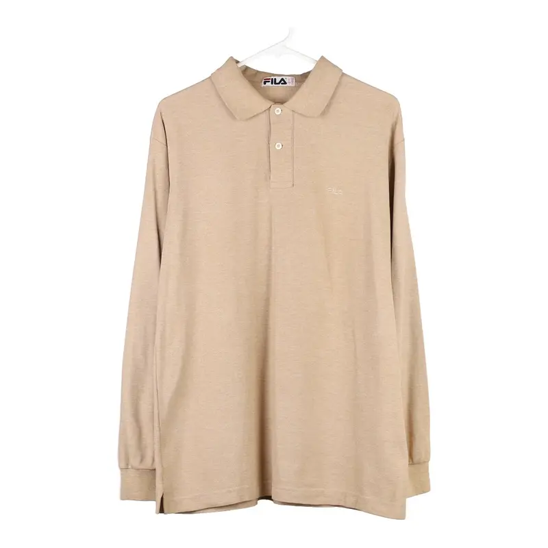 Fila Long Sleeve Polo Shirt - XL Beige Cotton