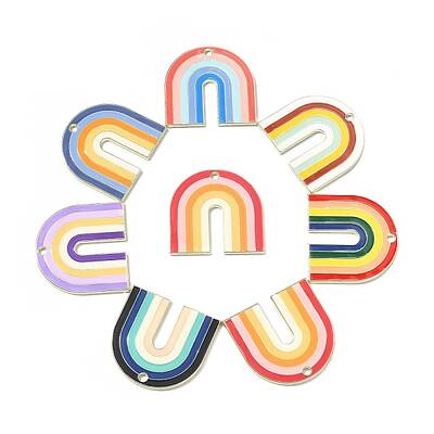 14Pcs 7 Colors Alloy Enamel Pendants