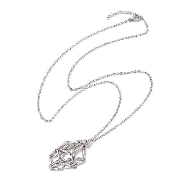 Crystal Stone Cage Pendant Necklaces