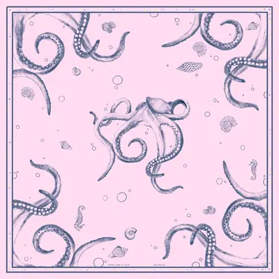 OCTOPUS silk scarf | Size: Large - 90x90 cm