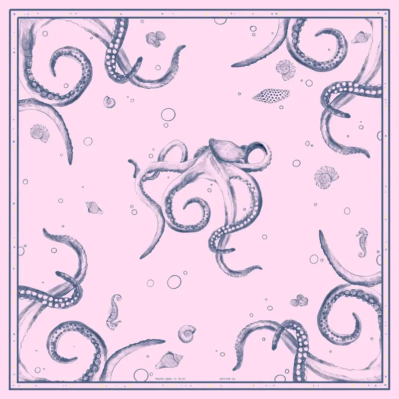 OCTOPUS silk scarf | Size: Large - 90x90 cm