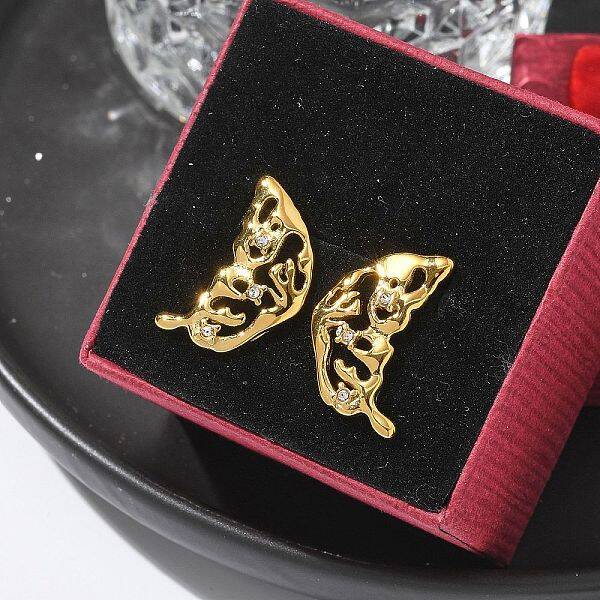 304 Stainless Steel Rhinestone Stud Earrings