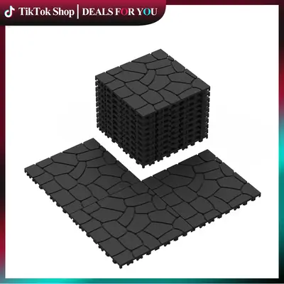 TikTok Shop 44 Pcs Interlocking Deck Tiles 12x12 Easy Quick Installation Easy to Install Clean Suitable for Porch Poolside Ou...