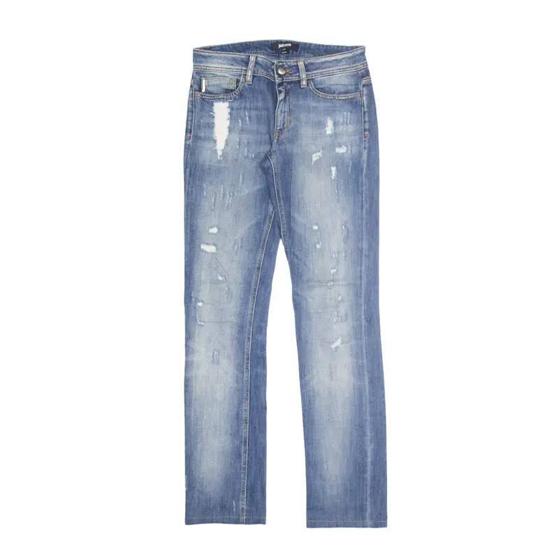 JUST CAVALI Distressed Beaded Jeans Blue Denim Slim Skinny Stone Wash Womens W26 L31