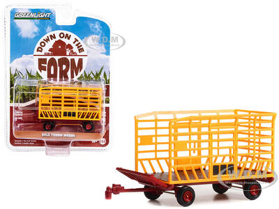 Bale Throw Wagon Yellow and Red Down on the Farm Series 7 1/64 Diecast Model by Greenlight