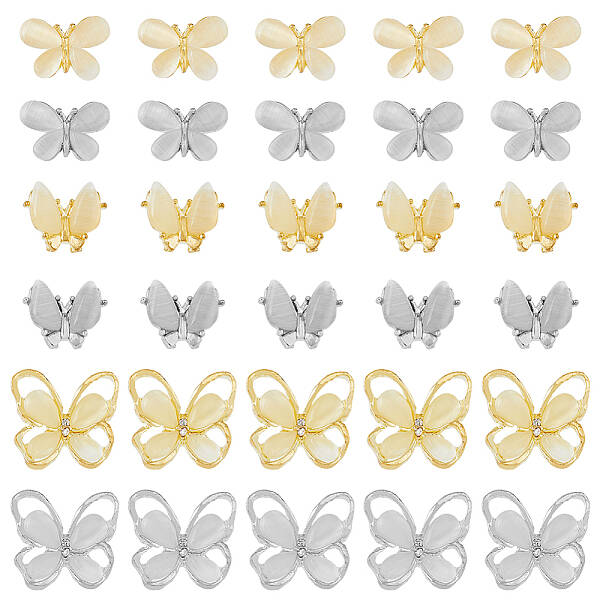 30Pcs 6 Sqtyle Alloy Cabochons