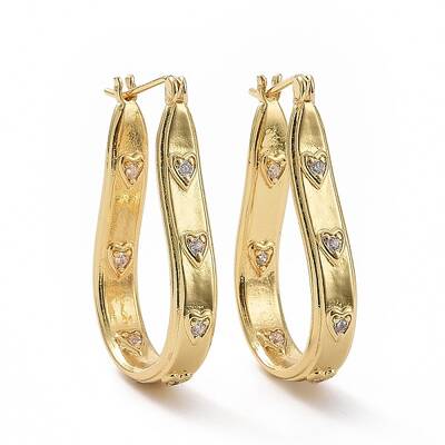 Clear Cubic Zirconia Teardrop with Star Hoop Earrings