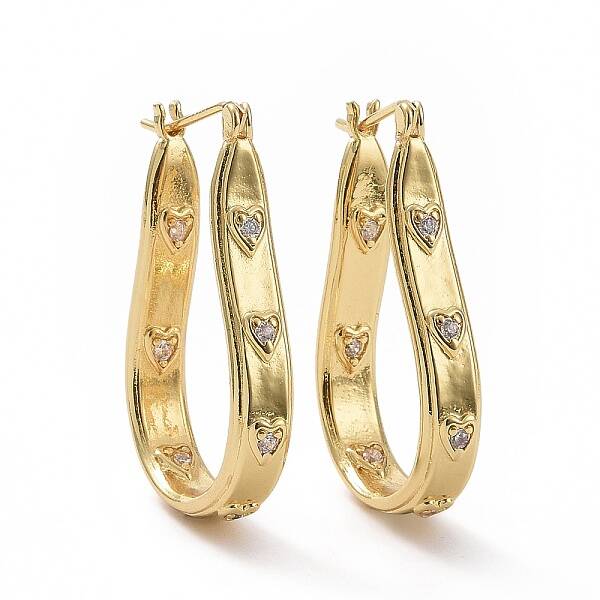 Clear Cubic Zirconia Teardrop with Star Hoop Earrings