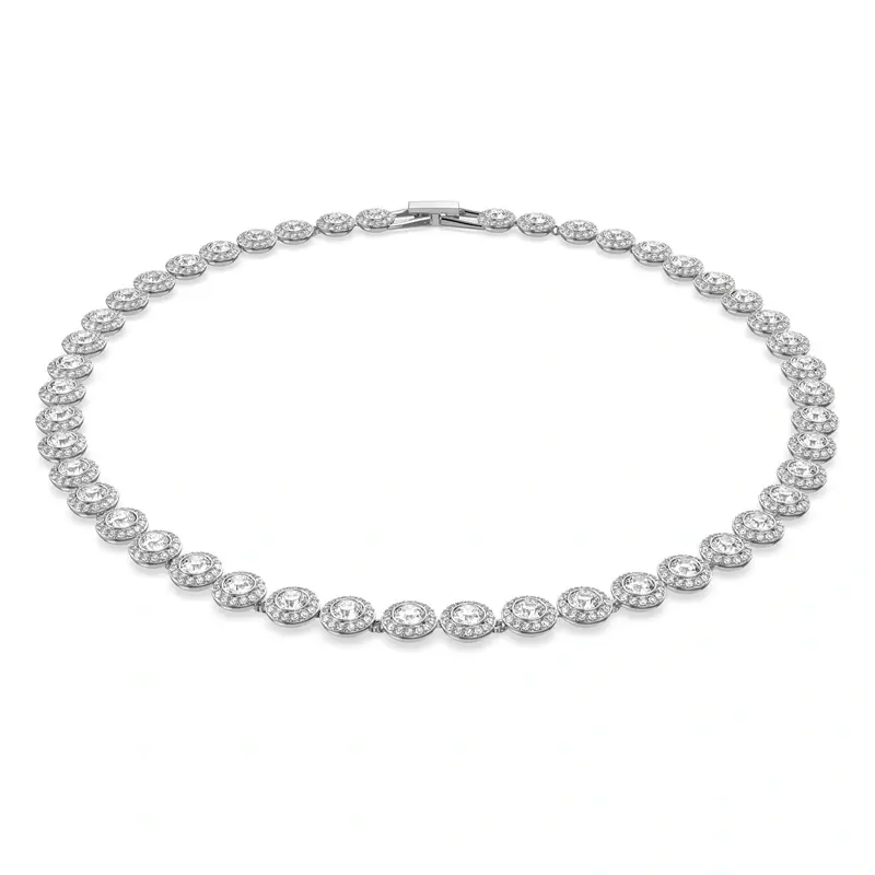 Sterling Silver Crystal Round Chain Necklace