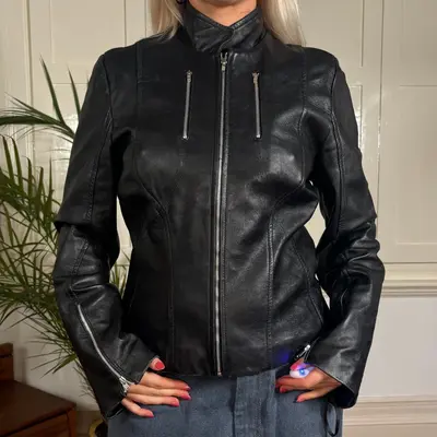 Cristina Gavioli Leather Jacket - Large Black Leather