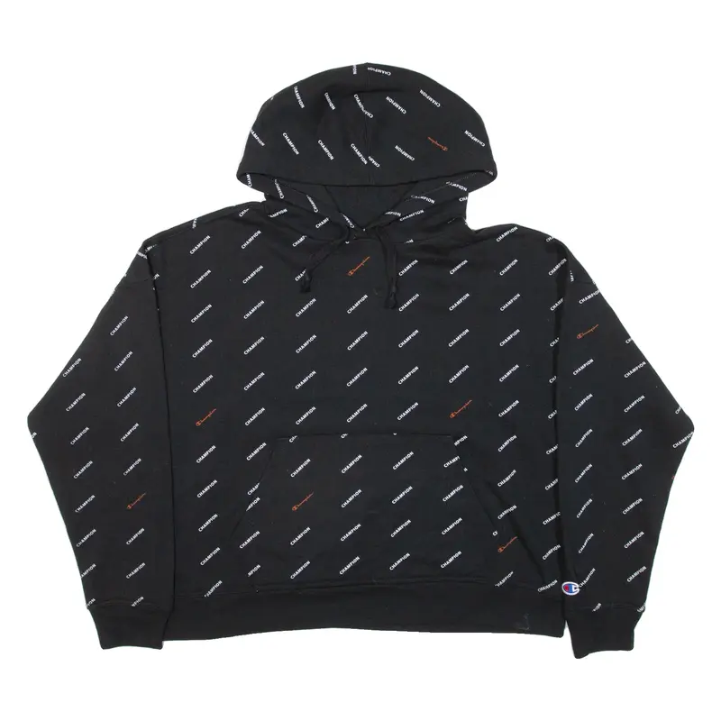 CHAMPION Womens Black Hoodie L