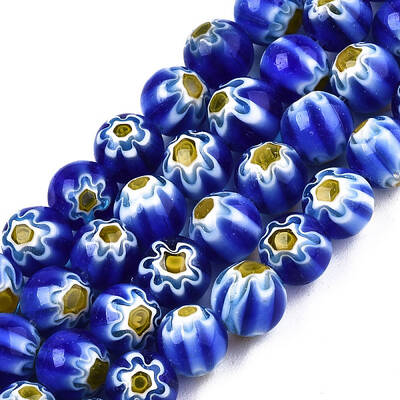 Round Millefiori Glass Beads Strands
