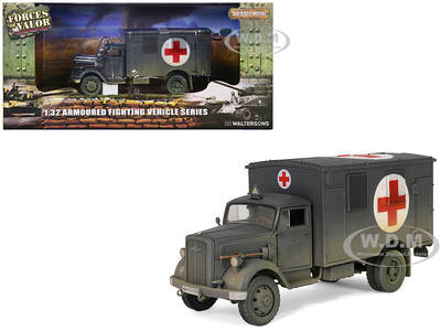 Opel-Blitz Kfz.305 Ambulance Gray (Weathered) German Army Armoured Fighting Vehicle Series 1/32 Diecast Model by Forces o...
