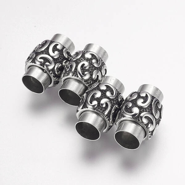 304 Stainless Steel Magnetic Clasps with Glue-in Ends