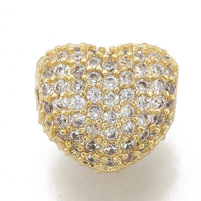 Brass Micro Pave Cubic Zirconia Beads