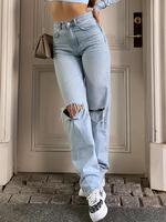 Women's Plain Ripped Jeans, Casual Comfy Denim Pants for Daily Wear, Jeans for Women, Ladies Fitted Bottoms for Summer, Women...