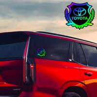 2 pcs 3.5x3.1 inch car stickers PC material laser waterproof wheat ear car logo stickers suitable for Toyota JEEP Ford Honda ...