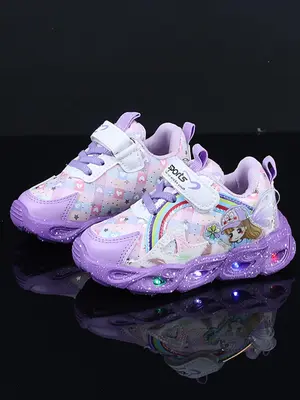 Cute Cartoon Pattern Sneakers, Light Up Shoes for Girls, Casual Comfortable Sports Shoes for Daily Wear, Perfect for Students...