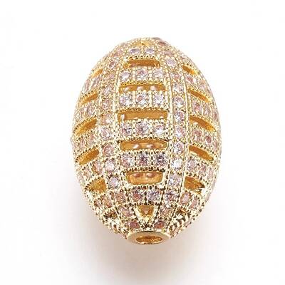 Brass Micro Pave Cubic Zirconia Beads