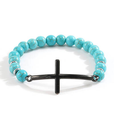Synthetic Turquoise Beaded Stretch Bracelets for Women Men