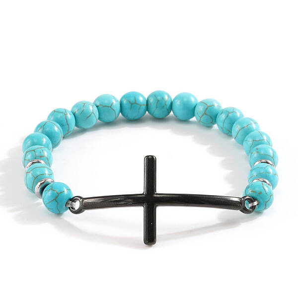Synthetic Turquoise Beaded Stretch Bracelets for Women Men