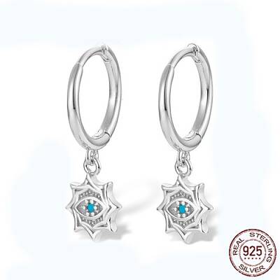 Anti-Tarnish Rhodium Plated 925 Sterling Sliver Dangle Hoop Earrings