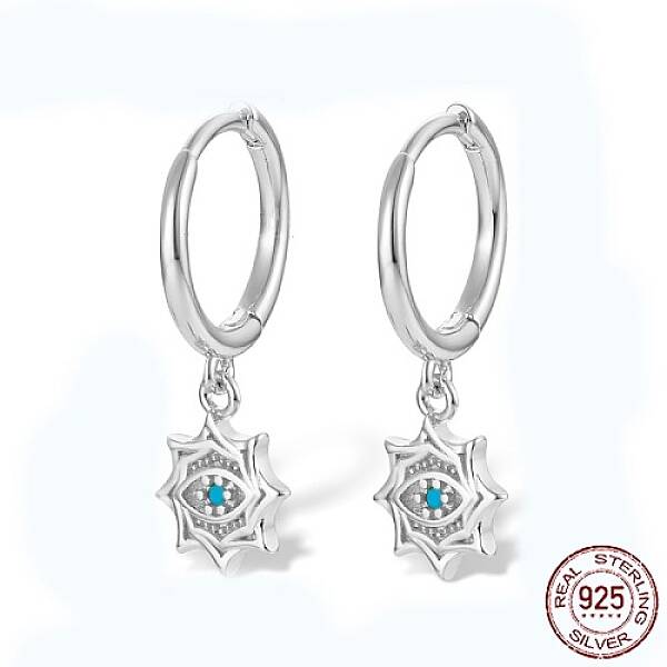 Anti-Tarnish Rhodium Plated 925 Sterling Sliver Dangle Hoop Earrings