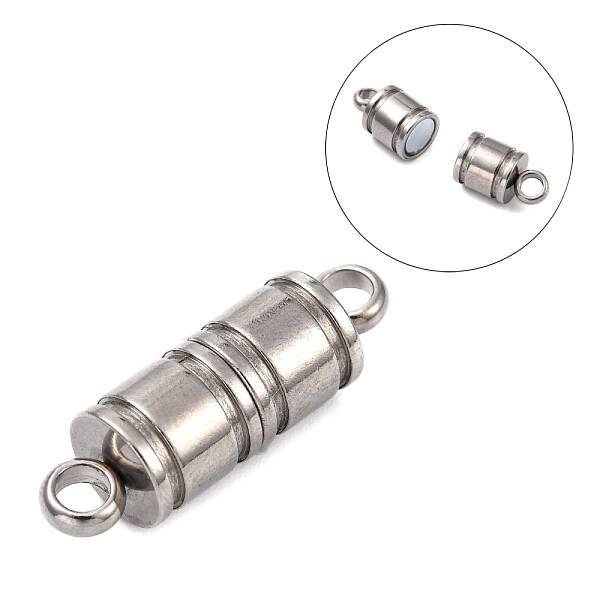 Tarnish Resistant Column 304 Stainless Steel Magnetic Clasps with Loops