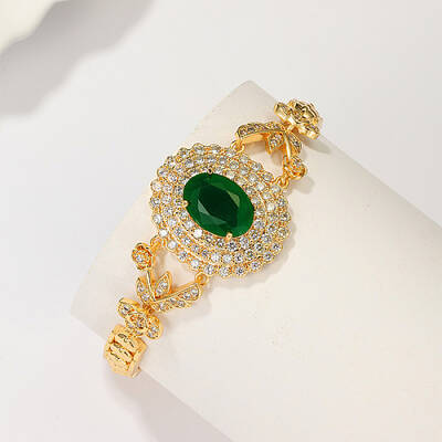 Real 18K Gold Plated Brass Rhinestone Link Bracelets