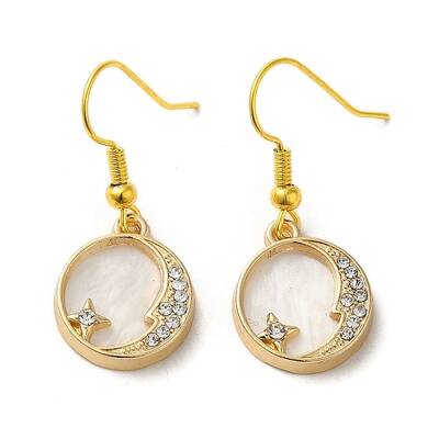 Moon & Star Alloy Rhinestone Dangle Earrings