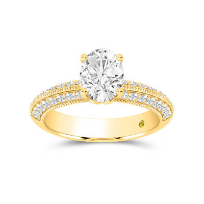 Aether Vintage Inspired Lotus Basket Oval Lab Diamond Engagement Ring | 10K Yellow Gold 4 1/4 CT. TW.
