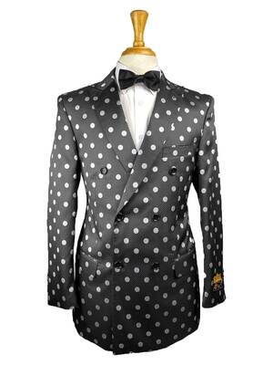 DB-Blazer Black-White-Dots - Mens Wholesale Suit