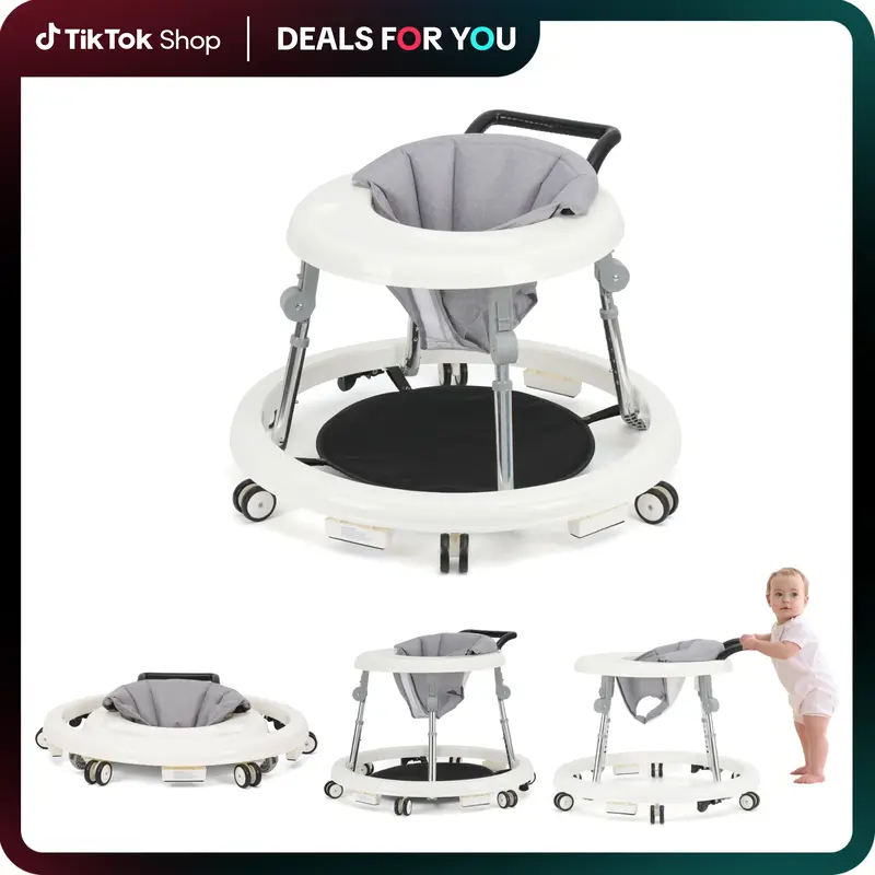 9 adjustable  Foldable baby walker | Multi-functional activity center for 7-18 months baby | Smooth wheels for easy movement!