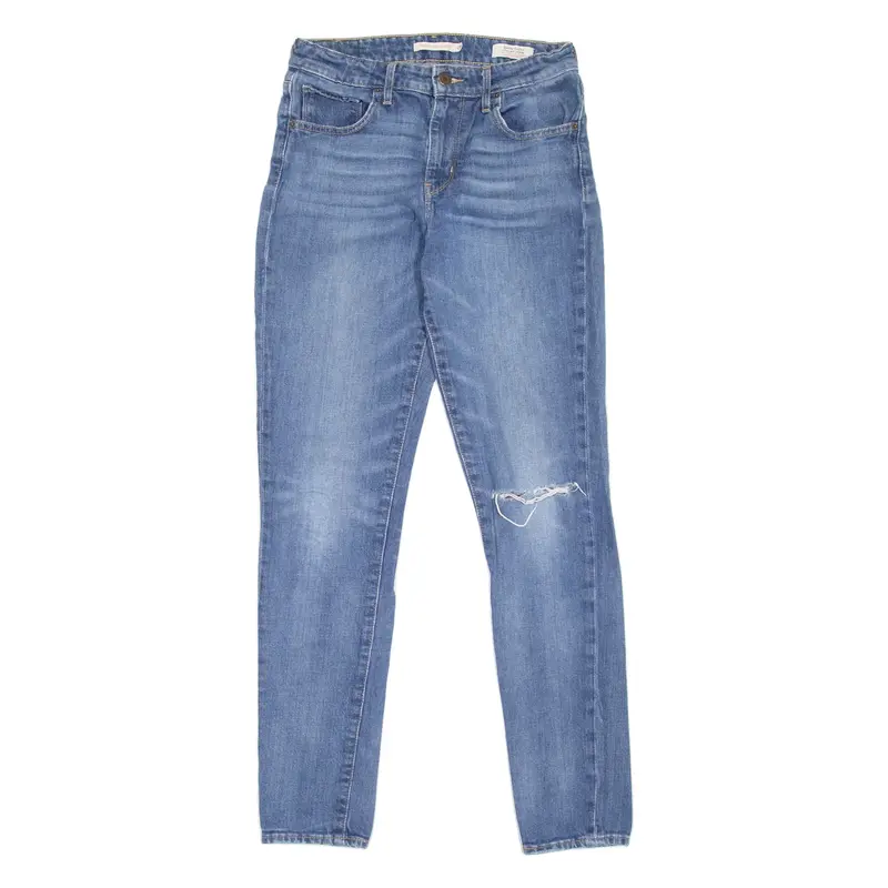 LEVI'S 721 High Rise Distressed Womens Jeans Blue Slim Skinny W28 L30