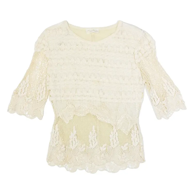 ANN BALON Womens Blouse Beige Viscose S