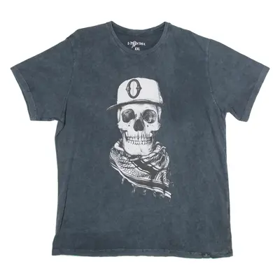 S-PONDER Skull Print Mens T-Shirt Blue 2XL