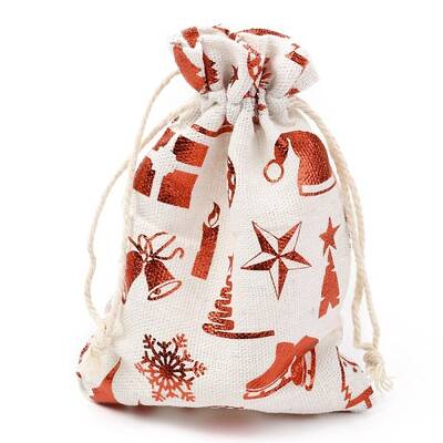 Christmas Theme Cotton Fabric Cloth Bag