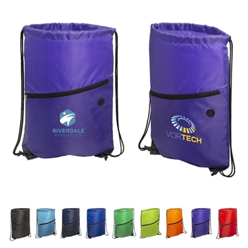 100 Custom Incline Drawstring Backpack With Zipper - 210D ...